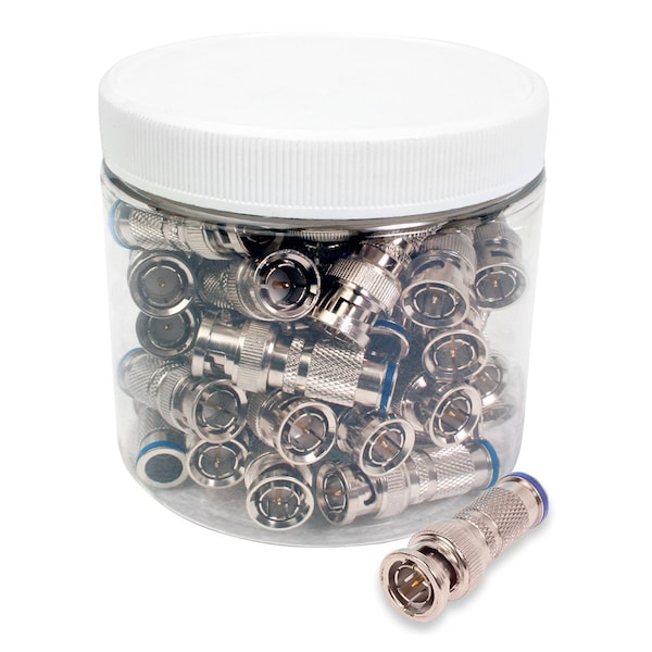 BNC (Male) Compression Connectors, 75 Ohm - Rg-6 Quad, 50/Jar